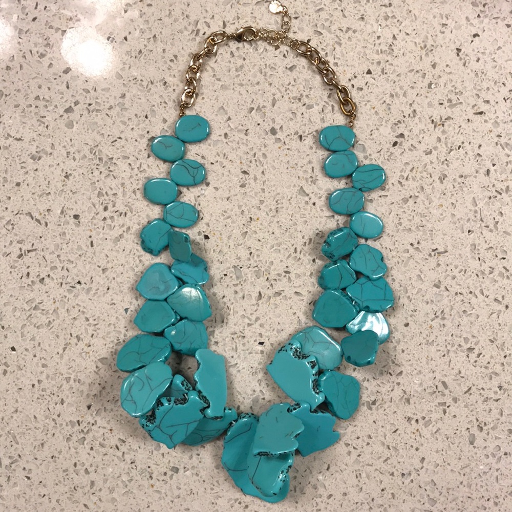 BaubleBar necklace, turquoise and gold